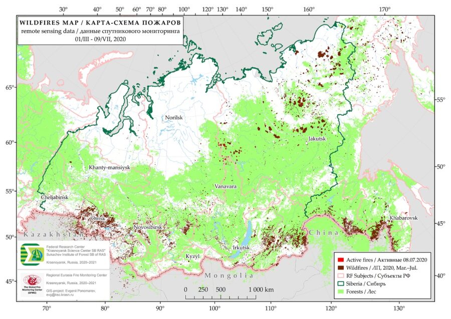 Лесные пожары в бурятии карта