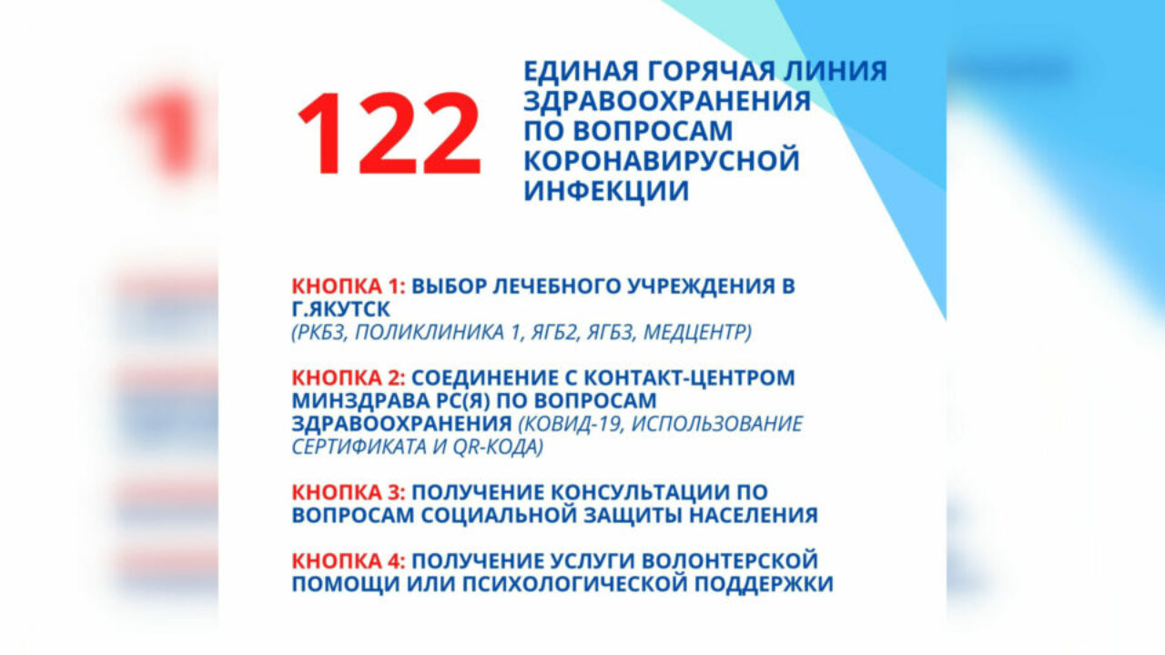 Единая горячая линия здравоохранения «122» обеспечивает связь со всеми  поликлиниками Якутска — ЯСИА