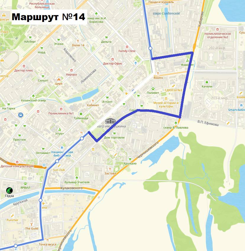 маршрут автобуса № 14