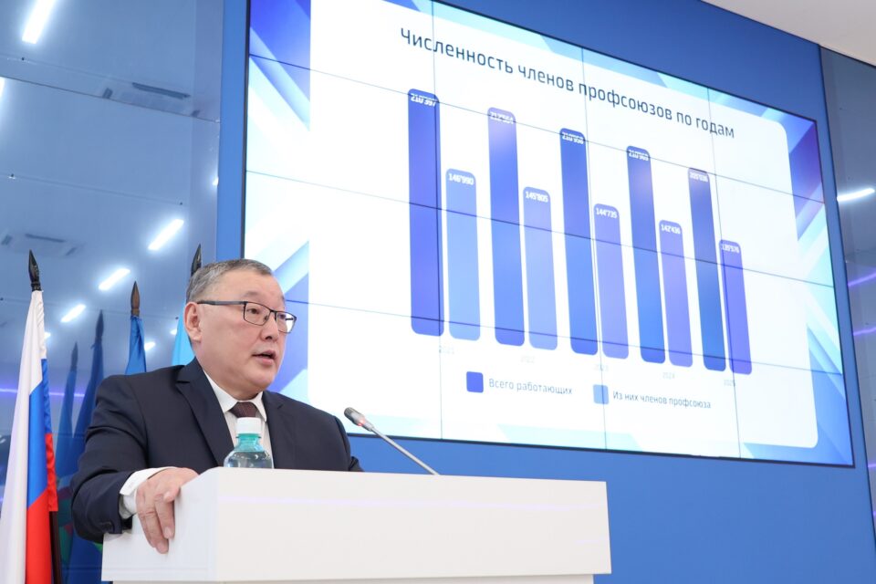 Николай Дегтярев представил отчет о деятельности Федерации профсоюзов Якутии за 2025 год
