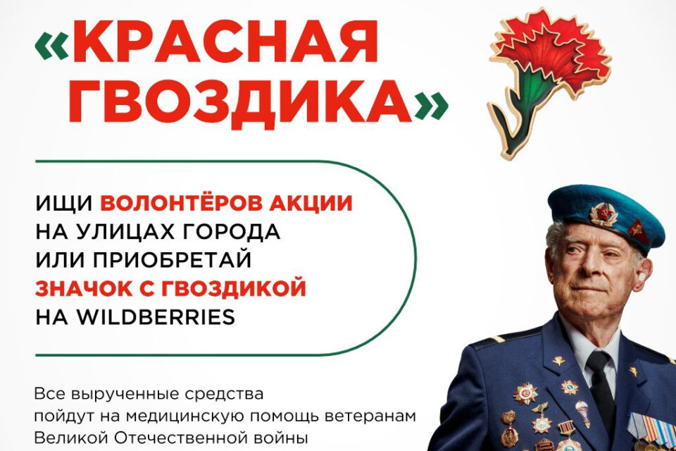В апреле стартует всероссийская акция помощи ветеранам «Красная гвоздика»