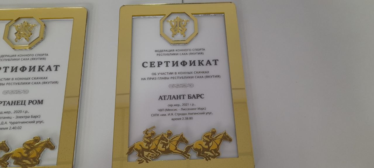 Сертификаты участников скачек. Фото Алексея Рудых.